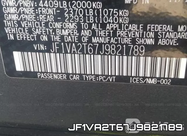JF1VA2T67J9821789 фото 10