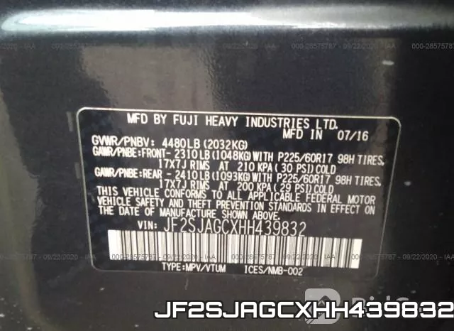 JF2SJAGCXHH439832 фото 10