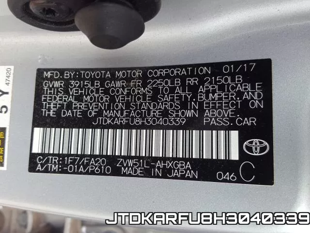 JTDKARFU8H3040339 фото 2