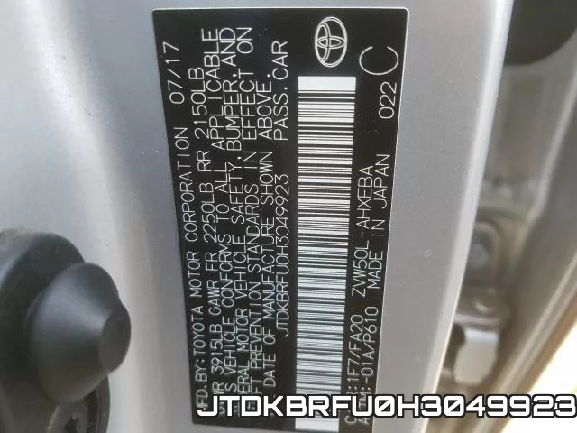 JTDKBRFU0H3049923 фото 2