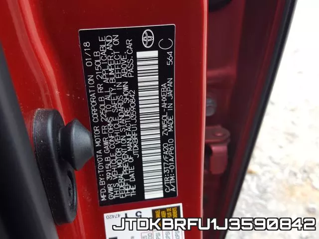JTDKBRFU1J3590842 фото 2