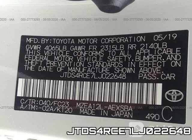 JTDS4RCE7LJ022648 фото 10