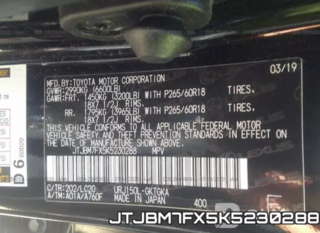 JTJBM7FX5K5230288 фото 10