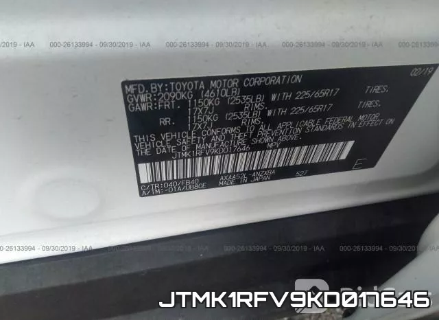 JTMK1RFV9KD017646 фото 10