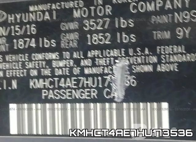 KMHCT4AE7HU173536 фото 10