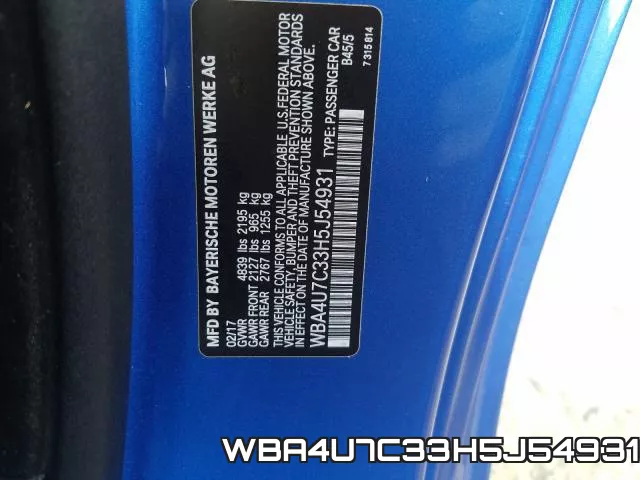 WBA4U7C33H5J54931 фото 2