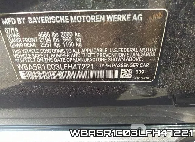 WBA5R1C03LFH47221 фото 10