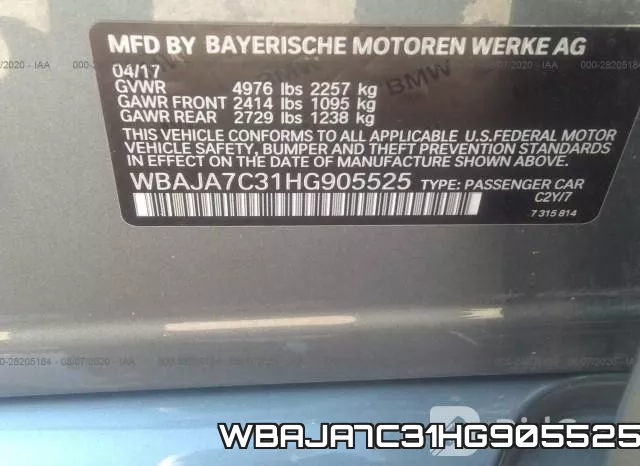 WBAJA7C31HG905525 фото 10