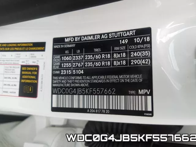 WDC0G4JB5KF557662 фото 2