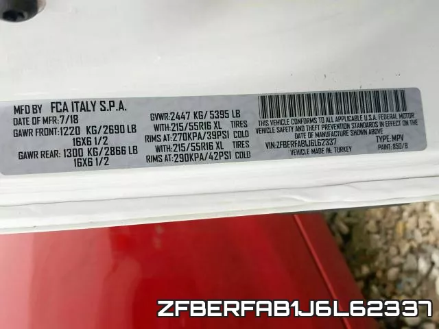 ZFBERFAB1J6L62337 фото 2