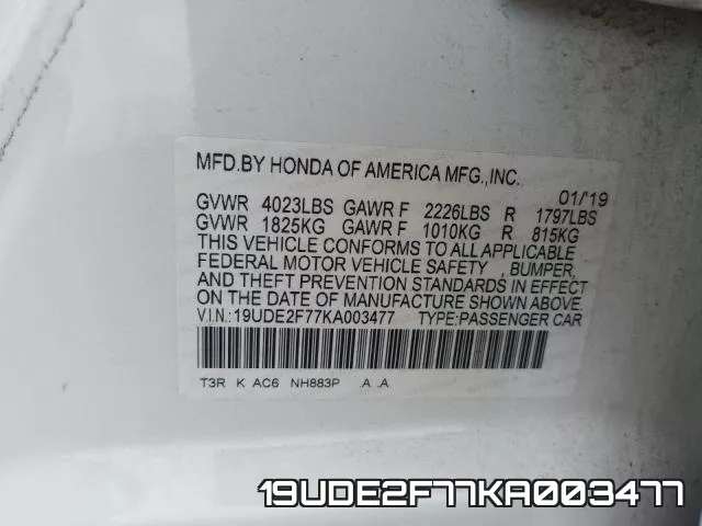 19UDE2F77KA003477 фото 2