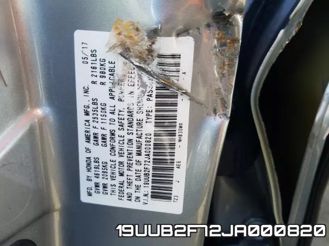 19UUB2F72JA000820 фото 2
