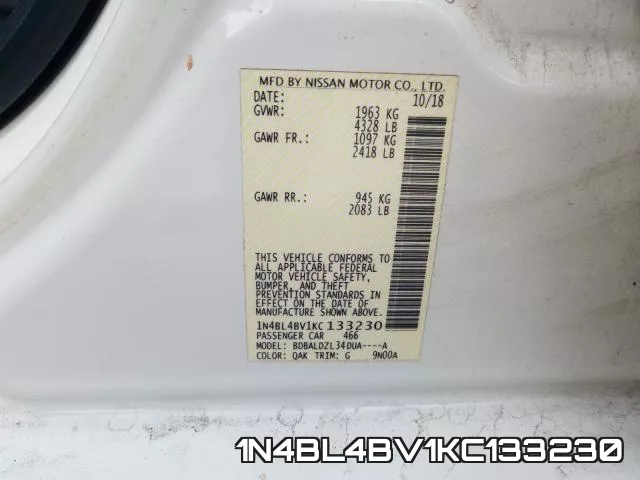 1N4BL4BV1KC133230 фото 2