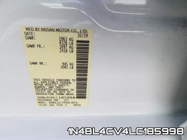 1N4BL4CV4LC185998 фото 2