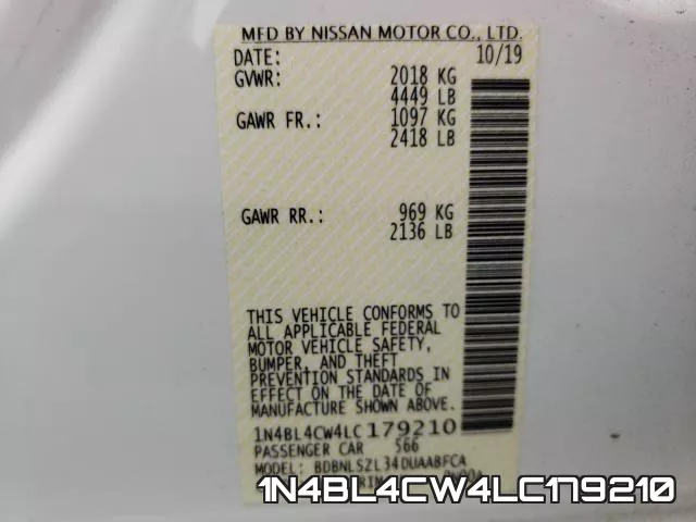 1N4BL4CW4LC179210 фото 2