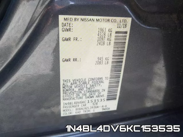 1N4BL4DV6KC153535 фото 2