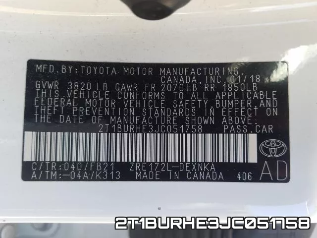 2T1BURHE3JC051758 фото 2
