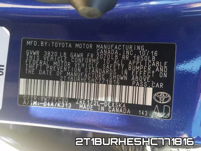 2T1BURHE5HC771816 фото 2