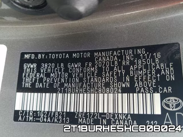 2T1BURHE5HC808024 фото 2