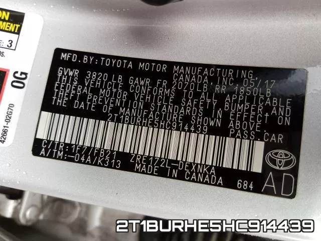 2T1BURHE5HC914439 фото 2