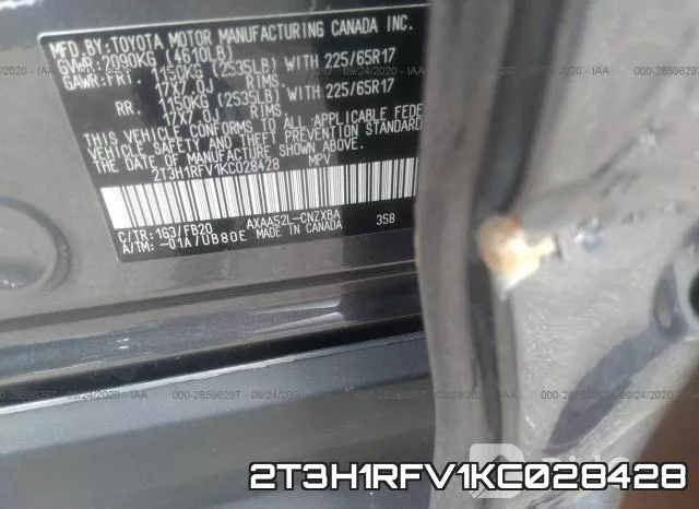 2T3H1RFV1KC028428 фото 10