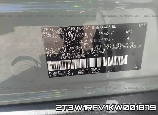 2T3W1RFV1KW001879 фото 10