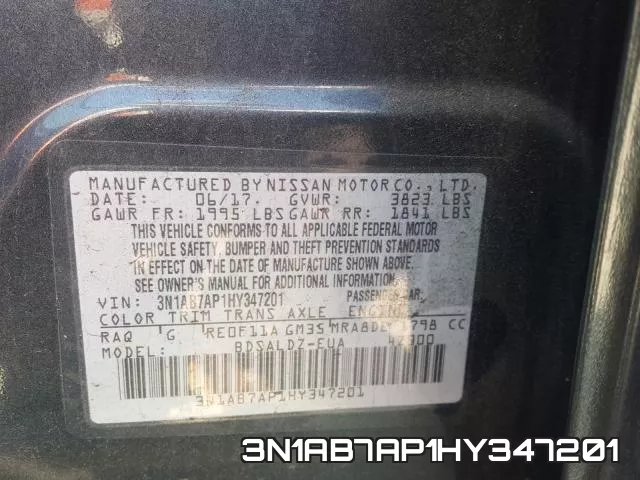 3N1AB7AP1HY347201 фото 2
