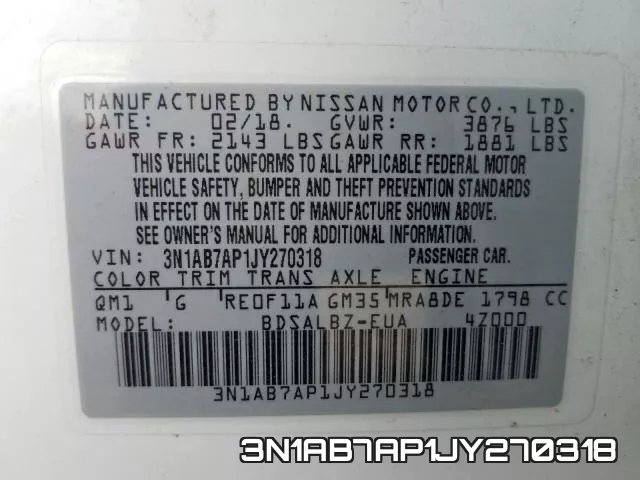 3N1AB7AP1JY270318 фото 2