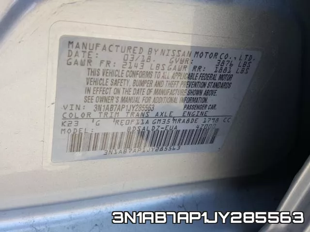 3N1AB7AP1JY285563 фото 2