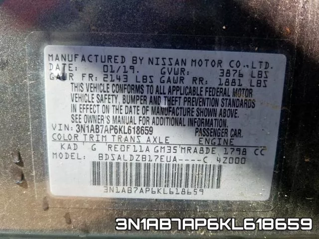 3N1AB7AP6KL618659 фото 2