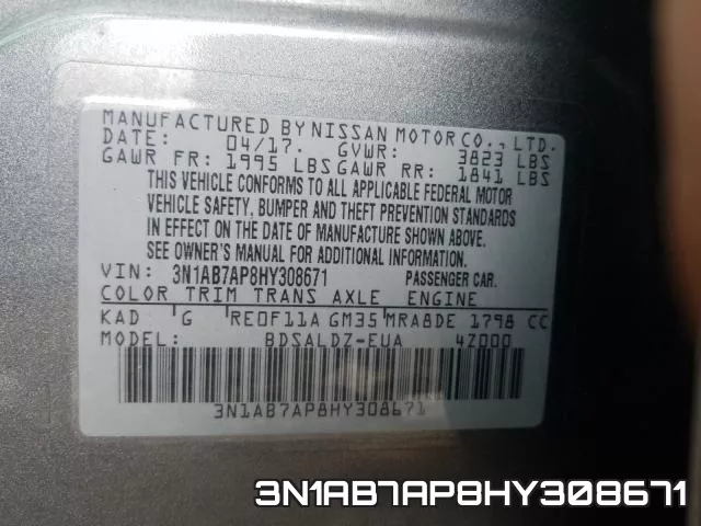3N1AB7AP8HY308671 фото 2