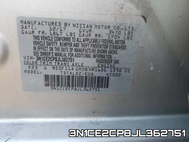 3N1CE2CP8JL362751 фото 2