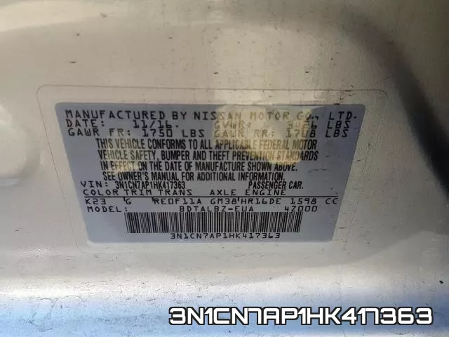 3N1CN7AP1HK417363 фото 2