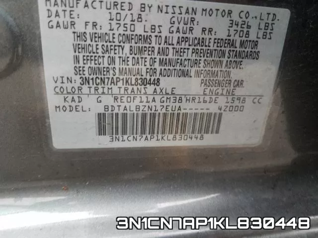 3N1CN7AP1KL830448 фото 2