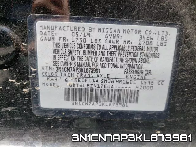 3N1CN7AP3KL873981 фото 2