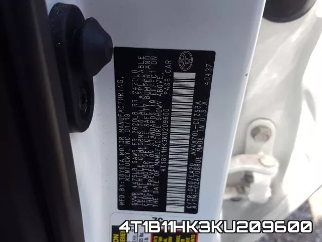 4T1B11HK3KU209600 фото 2