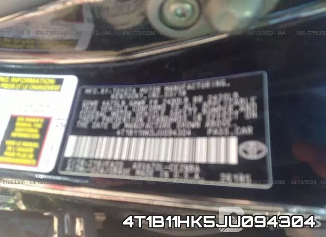 4T1B11HK5JU094304 фото 10