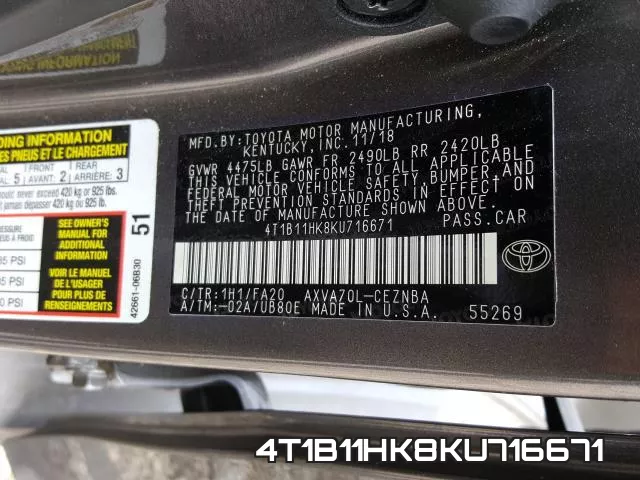 4T1B11HK8KU716671 фото 2