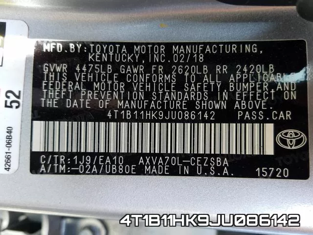 4T1B11HK9JU086142 фото 2