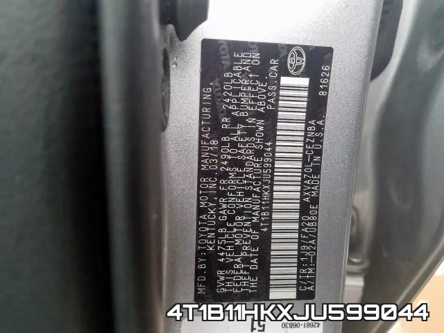 4T1B11HKXJU599044 фото 2
