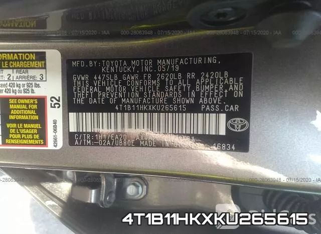 4T1B11HKXKU265615 фото 10