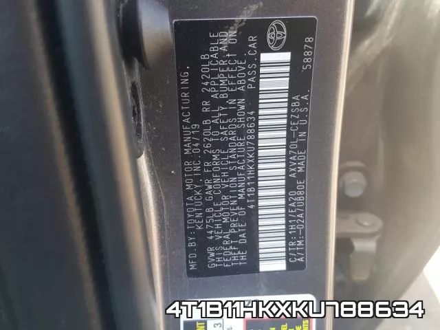 4T1B11HKXKU788634 фото 2