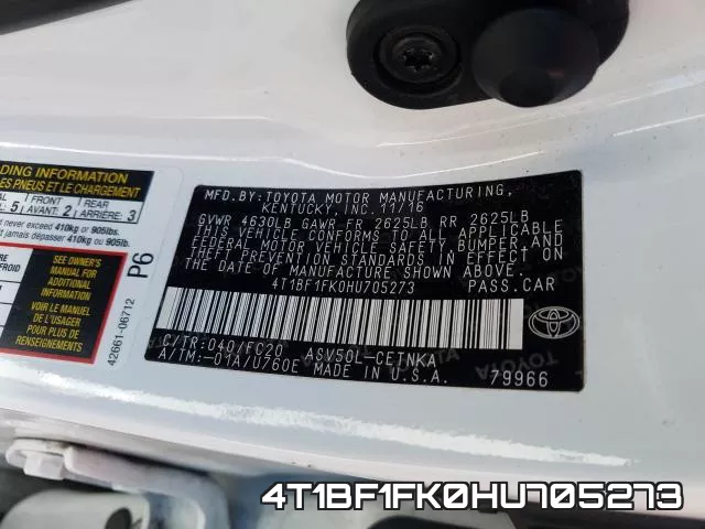 4T1BF1FK0HU705273 фото 2