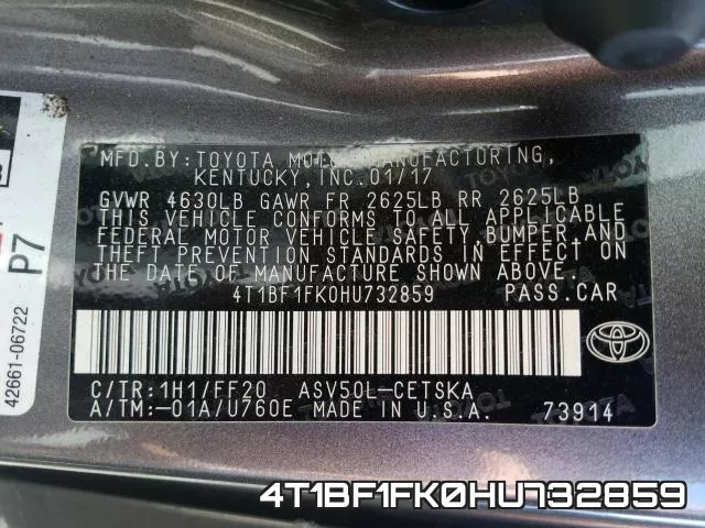 4T1BF1FK0HU732859 фото 2
