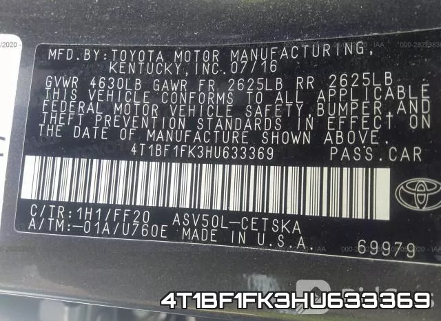 4T1BF1FK3HU633369 фото 10