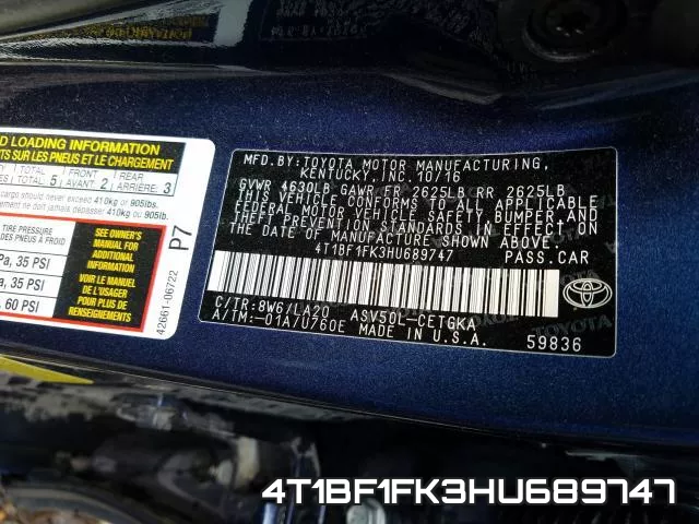 4T1BF1FK3HU689747 фото 2