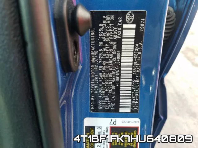 4T1BF1FK7HU640809 фото 2