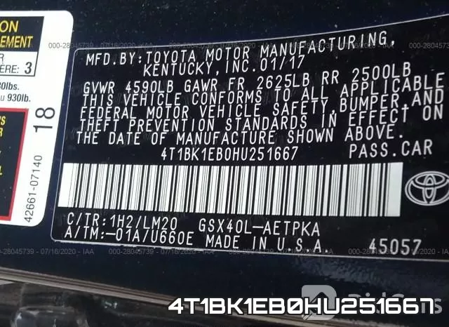 4T1BK1EB0HU251667 фото 10