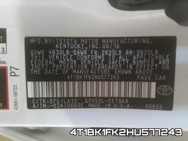 4T1BK1FK2HU577243 фото 2