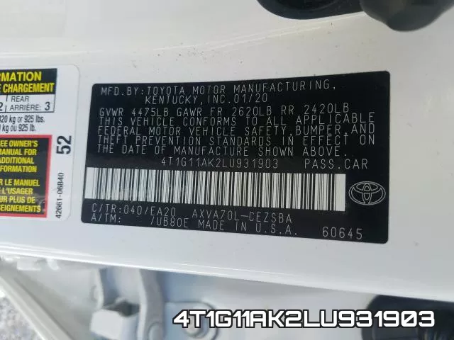 4T1G11AK2LU931903 фото 2